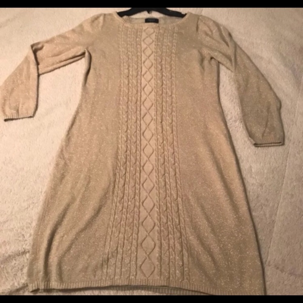 Gold Shimmer Sweater Dress